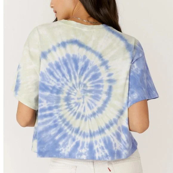 NWT DAYDREAMER 100% Cotton Green Iris Tie Dye Boxy Crop Tee Top Size Small - Picture 13 of 15